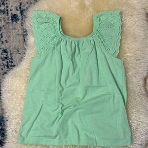 Cat & Jack Mint Green Eyelet Sleeve Kids Tee